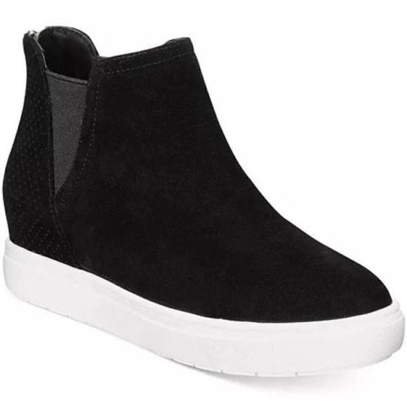 INC International Concepts Shoes - New! INC Suede Tayla Sneakers Hi-Top Black Platform Wedge Heel Fashion Sneaker